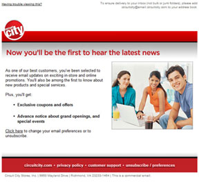 Circuit City: Welcome E-mail